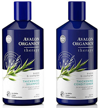 Picture of Avalon Organics All Natural Biotin B-Complex Therapy Thickening Shampoo and Conditioner For Hair Loss and Thinning Hair, 14 fl. oz. each