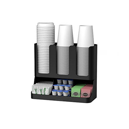 Picture of Mind Reader 6 Compartment Upright Breakroom Coffee Condiment and Cup Storage Organizer, Black