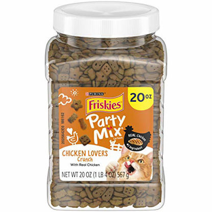 Picture of Purina Friskies Made in USA Facilities Cat Treats, Party Mix Chicken Lovers Crunch - 20 oz. Canister