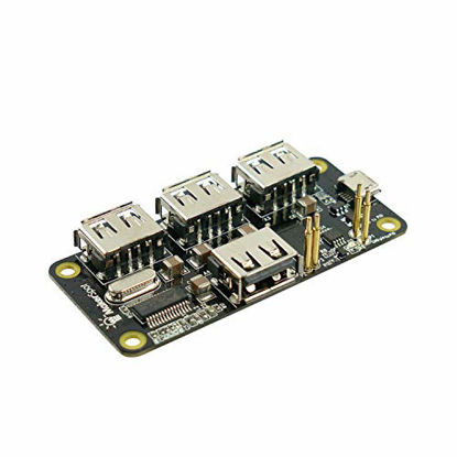 Picture of MakerSpot 4-Port Stackable USB Hub HAT for Raspberry Pi Zero V1.3 (with Camera Connector) and Pi Zero W (with Bluetooth & WiFi)