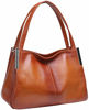 Picture of Heshe Womens Leather Handbags Top Handle Totes Bags Shoulder Handbag Satchel Designer Purse Cross Body Bag for Lady (Sorrel)