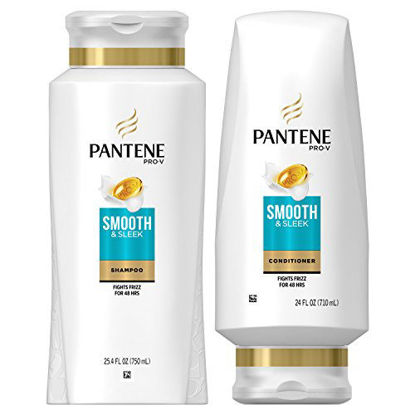 Picture of Pantene, Shampoo and Sulfate Free Conditioner Kit, with Argan Oil, Pro-V Smooth and Sleek for Dry Hair, 25.4 oz and 24 oz, Kit