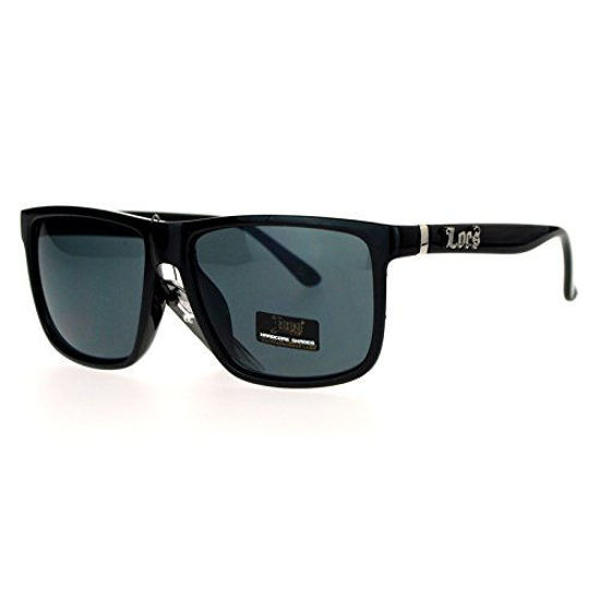 Picture of Locs Gangster Oversized Rectangular Horn Rim Sunglasses All Black