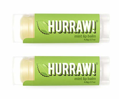 Picture of Hurraw! Mint Lip Balm, 2 Pack: Organic, Certified Vegan, Cruelty and Gluten Free. Non-GMO, 100% Natural Ingredients. Bee, Shea, Soy and Palm Free. Made in USA