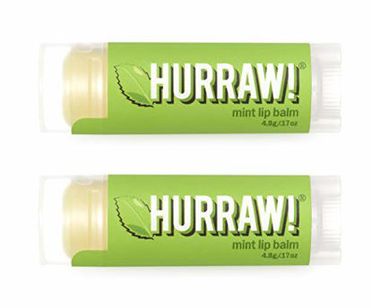 Picture of Hurraw! Mint Lip Balm, 2 Pack: Organic, Certified Vegan, Cruelty and Gluten Free. Non-GMO, 100% Natural Ingredients. Bee, Shea, Soy and Palm Free. Made in USA
