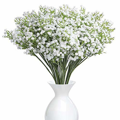 Picture of YSBER 10Pcs Baby Breath/Gypsophila Artificial Fake Silk Plants Wedding Party Decoration Real Touch Flowers DIY Home Garden(White)