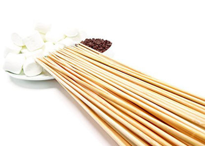 Picture of Bamboo Marshmallow Smores Roasting Sticks 30 Inch 5mm Thick Extra Long Heavy Duty Wooden Skewers, 100 Pieces. Perfect for Hot Dog Kebab Sausage Veggies 100% Biodegradable. Great Campfire Accessories