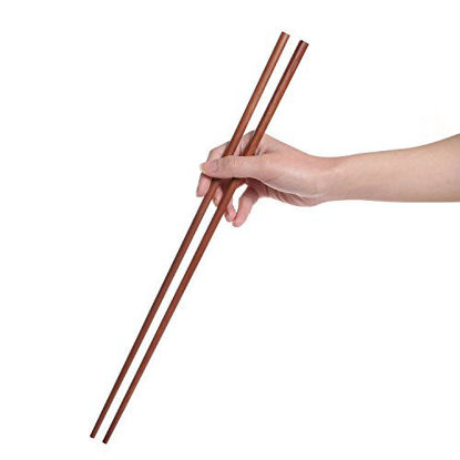 Picture of Donxote Wooden Noodles Kitchen Cooking Frying Chopsticks 16.5 Inches Brown Extra Long Set of 2 Pairs