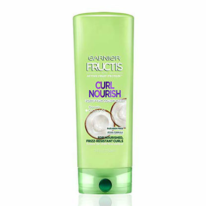 Picture of Garnier Fructis Curl Nourish Paraben-free Conditioner Infused with Coconut Oil and Glycerin, System for 24 Hour Frizz-Resistant Curls, 12 fl. oz., Packaging May Vary