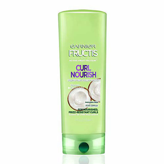 Picture of Garnier Fructis Curl Nourish Paraben-free Conditioner Infused with Coconut Oil and Glycerin, System for 24 Hour Frizz-Resistant Curls, 12 fl. oz., Packaging May Vary