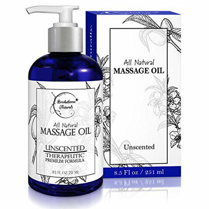 Picture of Almond Massage Oil - All Natural, Unscented Spa Quality Formula. Great for Massage Therapy, Body Massage & Therapeutic Massage - with Sweet Almond, Jojoba & Grapeseed Oils - 8.5oz
