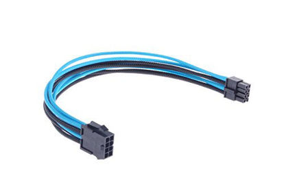 Picture of LM YN 8 Pin Motherboard Power Supply Extension Cable 4Pin 4Pin Black-Light Blue Length 12.6Inches