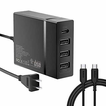 Picture of USB C Charger, Nekteck 4-Port 72W USB Wall Charger with Type-C 60W Power Delivery PD Charger Station Compatible with iPhone 11 Pro Max, 2017 MacBook Pro, Pixel XL Galaxy S9 Plus iPad Pro 2018 (Black)