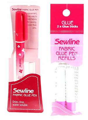 Picture of Bundle of Sewline Fabric Glue Pen(s) Blue, and Fabric Glue Pen Refill 2-Pack(s) Blue (1 Pen, 1 2-pack Refills)
