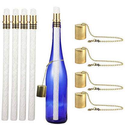 Picture of EricX Light Wine Bottle Torch Kit 4 Pack, Includes 4 Long Life Torch Wicks ,Brass Torch Wick Holders And Brass Caps - Just Add Bottle for an Outdoor Wine Bottle Torch