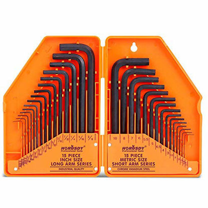Picture of HORUSDY Hex Key Set, Allen Wrench Set Inch/Metric 30-Piece MM(0.7mm-10mm) SAE(0.028"-3/8)