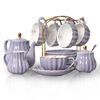 Picture of Porcelain Tea Sets British Royal Series, 8 OZ Cups& Saucer Service for 6, with Teapot Sugar Bowl Cream Pitcher Teaspoons and tea strainer for Tea/Coffee, Pukka Home (Pink)