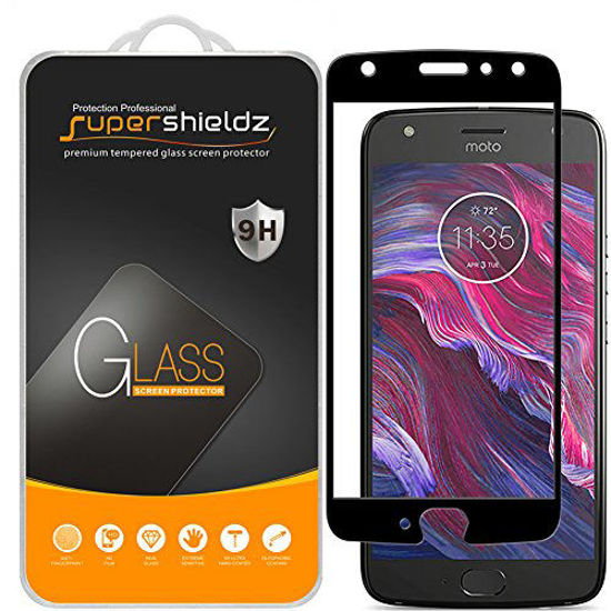 Picture of Supershieldz (2 Pack) for Motorola Moto X4 and Moto X (4th Generation) Tempered Glass Screen Protector, (Full Screen Coverage) Anti Scratch, Bubble Free (Black)
