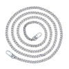 Picture of PandaHall Elite 63 inch 7.5MM Width Iron Flat Purse Chain Strap Handbags Replacement Accessories for Wallet Clutch Satchel Tote Bag Shoulder Crossbody Bag with 2 Pieces Metal Buckles Silver