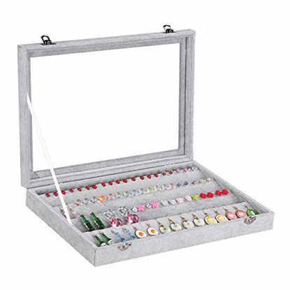 Picture of AUTOARK Ice Velvet Clear Lid 55 Pairs Earring Tray Showcase Display Organizer,AJ-024