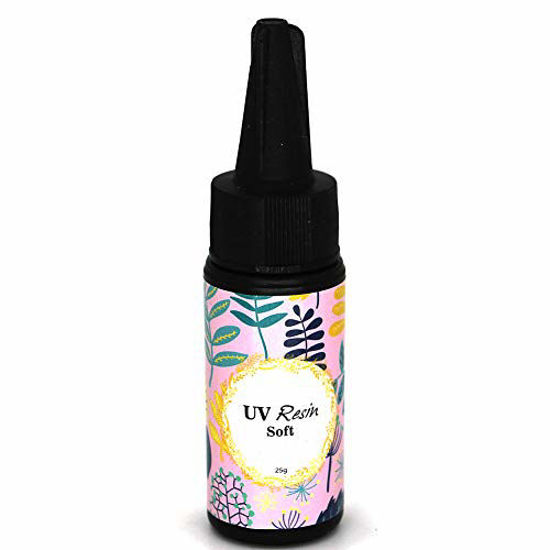 Picture of UV Resin Clear Soft UV Curing Epoxy Resin Soft UV Glue Ultraviolet Curing Solar Cure Resin Sunlight Activated Resin for DIY Jewelry Making Casting & Coating,25g