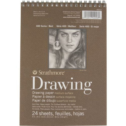 Picture of Strathmore 400-2 400 Series Drawing Pad, 6"x8" Wire Bound, 24 Sheets