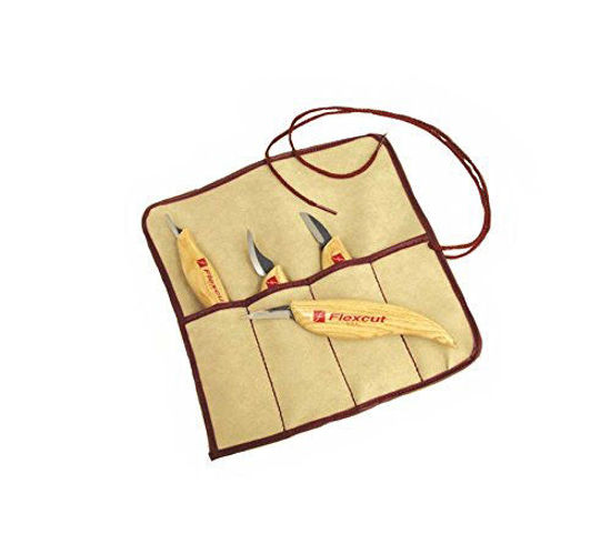 Picture of FLEXCUT Carving Tools, Carving Knife Set, High-Carbon Steel Blades, with Solid Ash Handle, Set of 4 (KN100)