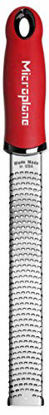 Picture of Microplane Premium Zester Grater-Made in USA Stainless Steel Blade-for zesting Citrus and Grating Cheese-Soft Touch Handle-Red
