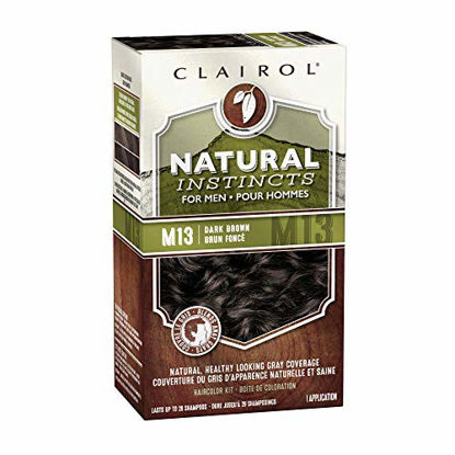Picture of Clairol Natural Instincts Semi-Permanent Hair Color For Men, M13 Dark Brown Color, 3 Count