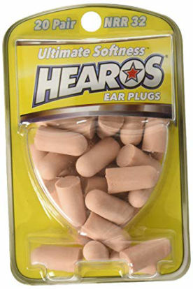Picture of HEAROS Ultimate Softness Series Noise Cancelling Disposable Foam Earplugs NRR 32 Hearing Protection (20 Pair)