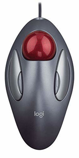Picture of Logitech Trackman Marble Trackball Mouse - Wired USB Ergonomic Mouse for Computers, with 4 Programmable Buttons, Dark Gray