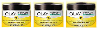 Picture of Face Moisturizer by Olay, Complete All Day Moisture Face Cream with Sunscreen, SPF 15, Sensitive Skin, 2.0 fl. oz. (Pack of 3)