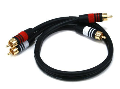 Picture of Monoprice 1.5ft Premium 2 RCA Plug/2 RCA Plug M/M 22AWG Cable - Black