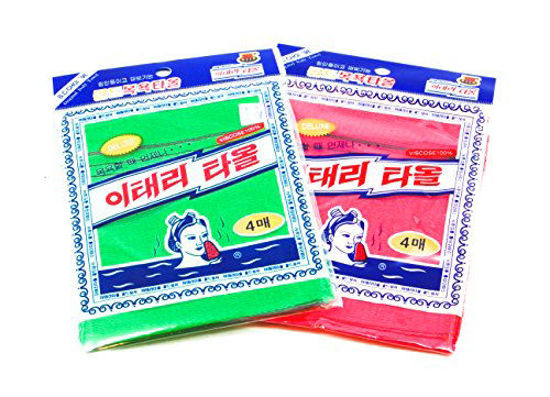 Picture of 8 pcs Asian Exfoliating Bath Washcloth - Red & Green