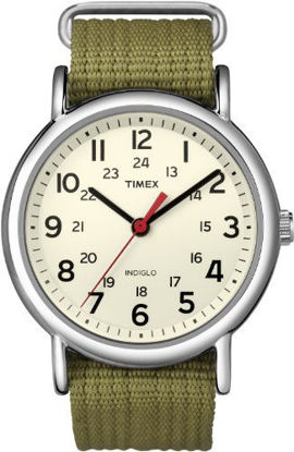 Picture of Timex Unisex T2N651 Weekender 38mm Olive Nylon Slip-Thru Strap Watch