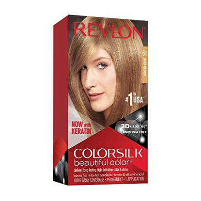 Picture of REVLON Colorsilk Beautiful Color Permanent Hair Color with 3D Gel Technology & Keratin, 61 Dark Blonde, 1 Count