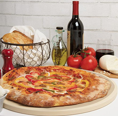 Picture of CucinaPro Pizza Stone for Oven, Grill, BBQ- Round Pizza Baking Stone- XL 16.5" Pan for Perfect Crispy Crust