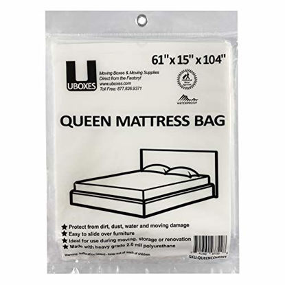 Picture of UBoxes Queen Mattress Poly Covers, 61 x 15 x 90 inch, Heavy Duty 2 mil, 1 Pack