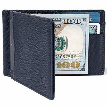 Picture of YBONNE Mens New Slim Wallet with Money Clip Front Pocket RFID Blocking Bifold Leather Card Holder Minimalist Mini Billfold Gift Box