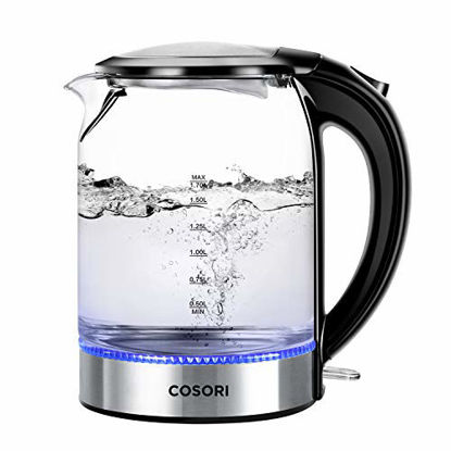 Picture of COSORI Electric Kettle Glass Hot Water Boiler & Tea Heater with LED Indicator Inner Lid & Bottom, Auto Shut-Off&Boil-Dry Protection, BPA Free,1.7L, Black