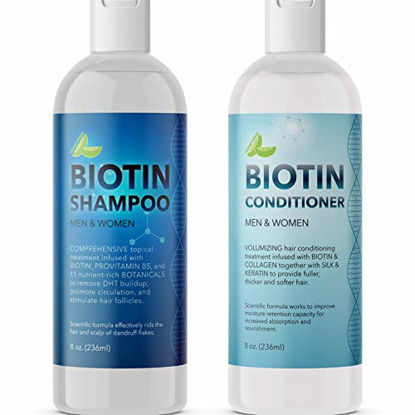 Picture of Natural Biotin Shampoo and Conditioner Set - Sulfate Free Shampoo and Conditioner for Color Treated Hair Care - Zinc Pyrithione Shampoo Biotin Coconut Oil and Keratin Formula Dry Scalp Treatment