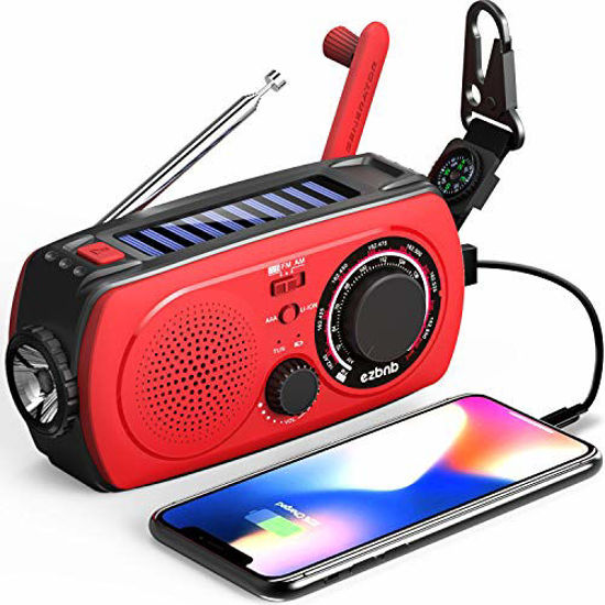 Emergency Generator AM FM NOAA Weather Alert Radio with Solar and Crank SOS 
