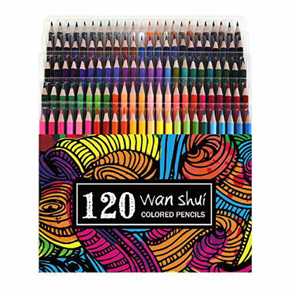 Picture of 120 Colored Pencils - Premium Soft Core 120 Unique Colors No Duplicates Color Pencil Set for Adult Coloring Books, Artist Drawing, Sketching, Crafting