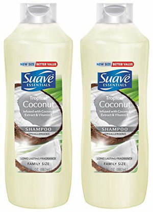 Picture of Suave Essentials Shampoo - Tropical Coconut - Family Size - Net Wt. 30 FL OZ (887 mL) Per Bottle - Pack of 2 Bottles