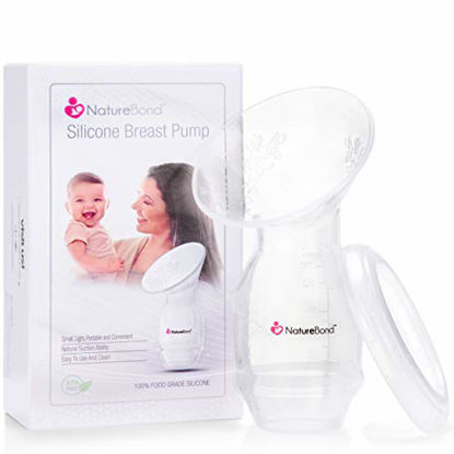 Picture of NatureBond Silicone Breastfeeding Manual Breast Pump Milk Saver Suction. New 2020 Basic Pump with Cover Lid, Air-Tight Vacuum Sealed. BPA Free