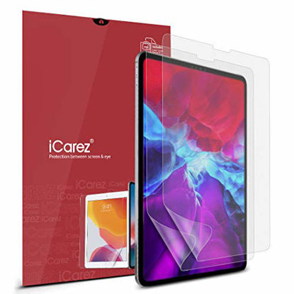 Picture of iCarez Anti-Glare Matte Screen Protector for Apple 12.9-inch iPad Pro 12.9 2020/2018 [2-Pack] Premium PET Film (Not Glass) Easy to Install (Compatible with Face ID)