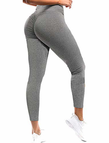 Picture of SEASUM Women Scrunch Butt Leggings High Waisted Ruched Yoga Pants Workout Butt Lifting L