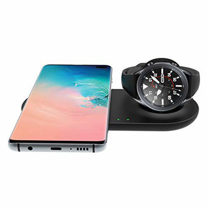 Picture of EloBeth Wireless Charger Station Compatible with Samsung Duo Galaxy Watch 3 Charger Active 2 1 Gear S3 S21 Ultra/S20/S10 e/S9 Note 10/9 Buds Pro Android Dual Multiple Devices Pad Dock No Adapter