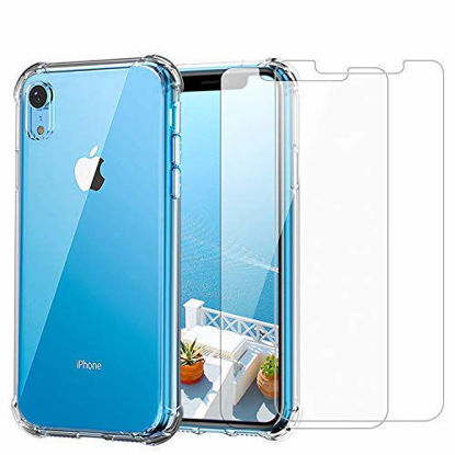 Picture of iPhone XR Clear Case & Screen Protector | 2 in 1 Bundle Package | 2 Tempered Glass Screen Protectors | Crystal Clear Transparent Soft Case | Shockproof Bumpers | Slim Fit | Compatible with iPhone XR