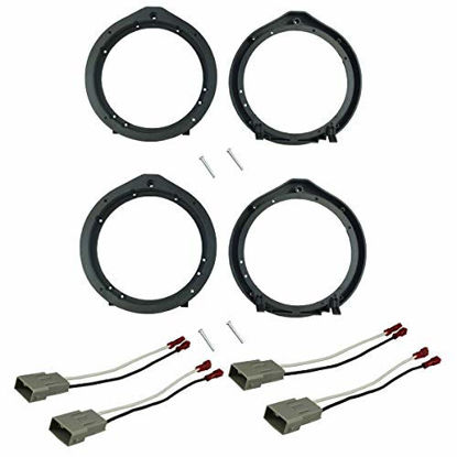 Picture of DKMUS 2 X Pairs Speaker Adapter Mounting Plates for Honda Civic 2006-2011 6.5"/6.75" 165mm Stand Ring Kit with Wiring Harness